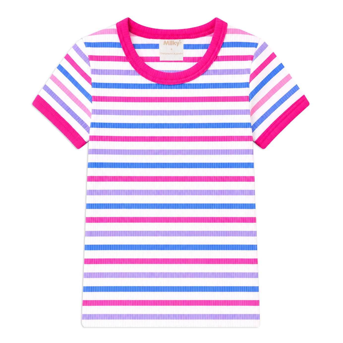 Milky Stripe Rib Tee 2-7Y